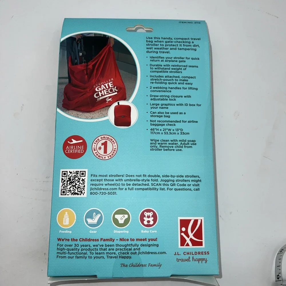 Airline Gate Check Eye Catching Red‎ Travel Bag Standard & Double Strollers